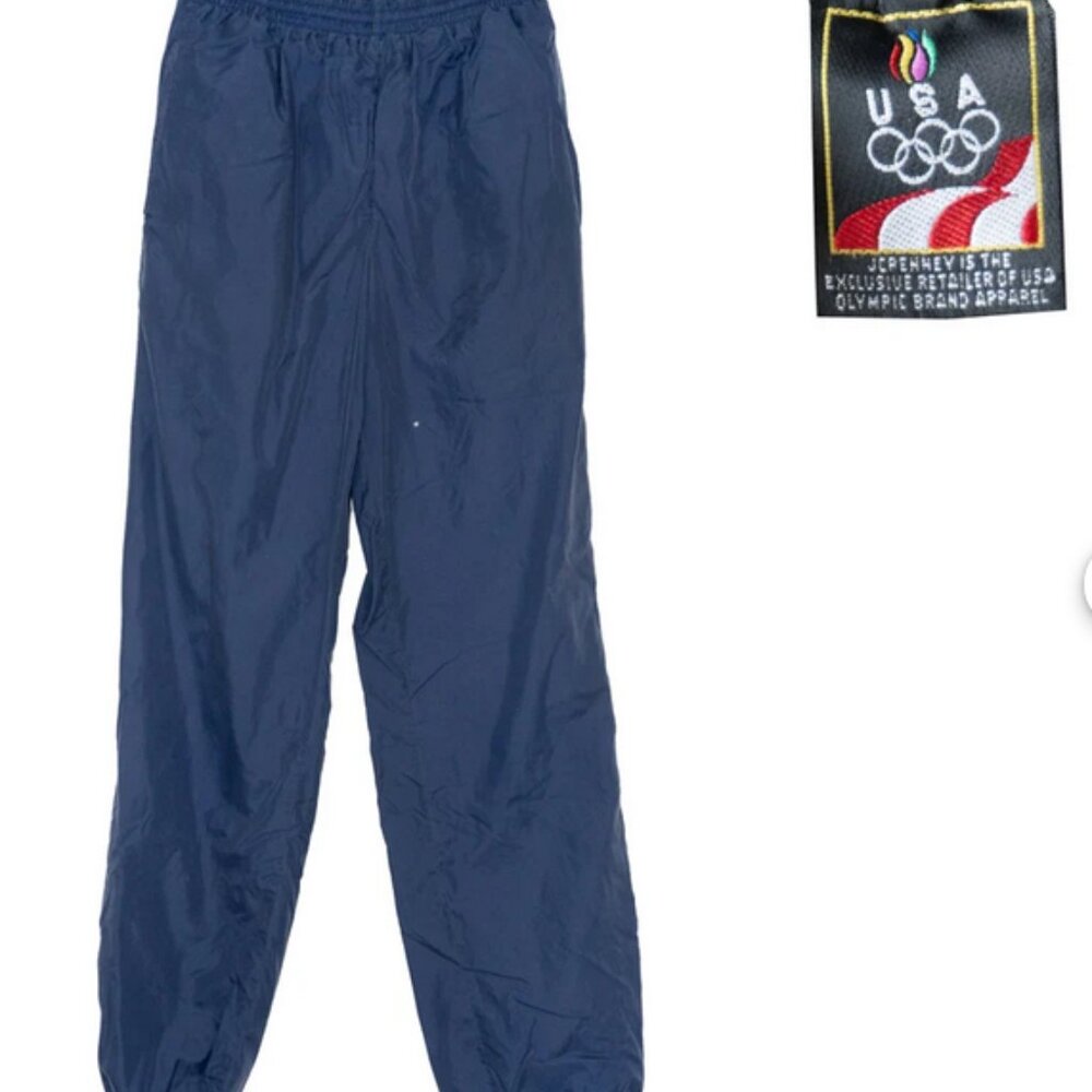 Vintage USA Olympic JCPenney Dark Navy Blue Windbreaker Pants 80's 90's
